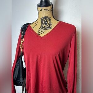 vintage y2k i.e. women’s red floral lace long sleeve top